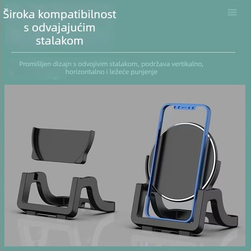 Bežični punjač s nosačem, uspravni, AFC protokol, izravno punjenje, izlazni tok 1 A, maksimalna snaga 1 W