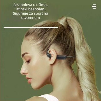 Bežične slušalice s kostnom provodljivošću, dizajn za uho s kukicom, dvostruki stereo zvuk, Bluetooth 2.0, trajanje baterije 0–4 sata