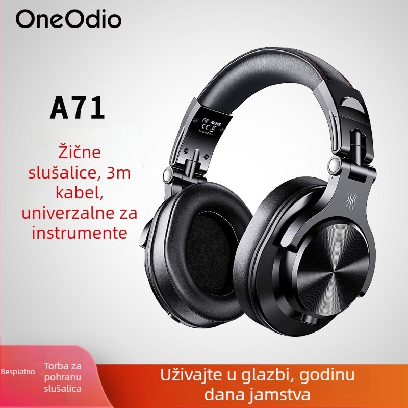 OneOdio žične DJ monitorske slušalice s mikrofonom, frekvencijski raspon 20–20 kHz, impedancija 32 Ω, 3,5/6,3 mm konektor, kabel 3 m