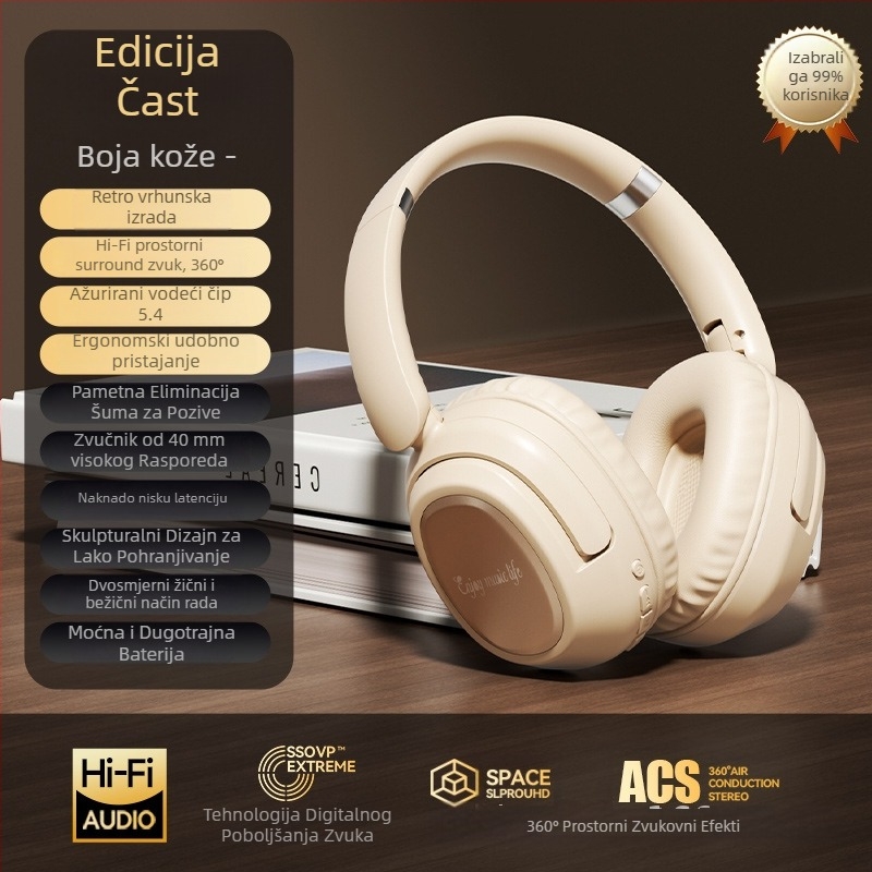 HANIZU Bluetooth slušalice za glavu za sport i gaming, 5.4, stereo, s mikrofonom, niska latencija za esports, trajanje baterije preko 8 sati