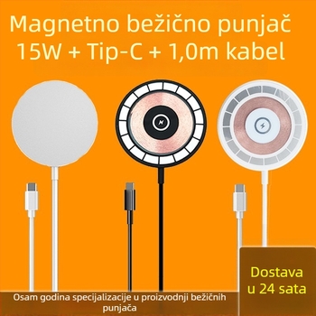 Prozirni magnetski bežični punjač za Apple iPhone 12–14, 15W QC3.0, 2A