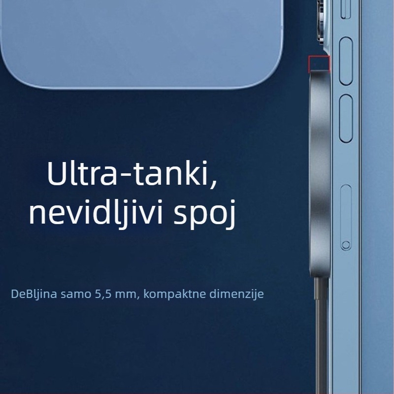 Prozirni magnetski bežični punjač za Apple iPhone 12–14, 15W QC3.0, 2A