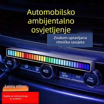 Auto LED ambijentalno svjetlo s glasovnim upravljanjem i glazbenim ritmom — unutarnje dekorativno osvjetljenje, PVC tijelo, napajanje do 36V, pokrivenost 1–3 m², 3C certifikat