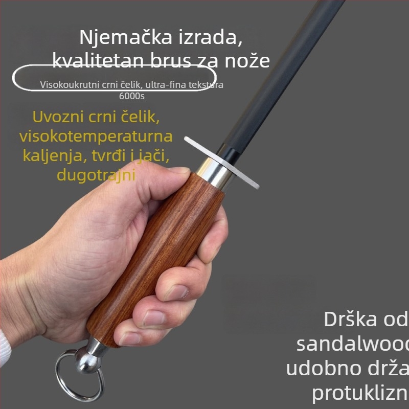 Štap za oštrenje nože za mesare — visoko ugljični čelik, ultrafina tekstura, moderan minimalistički dizajn
