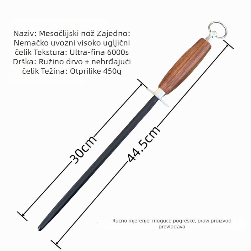 Štap za oštrenje nože za mesare — visoko ugljični čelik, ultrafina tekstura, moderan minimalistički dizajn