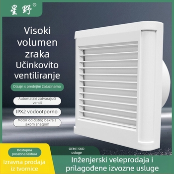 Kupaonski ventilator s prednjim žaluzijama, ugradnja kroz stakleno prozorsko okno, 220 V, 15/18/25 W, mehaničko upravljanje