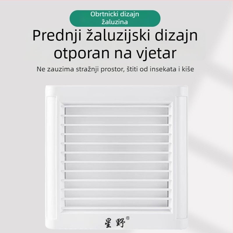 Kupaonski ventilator s prednjim žaluzijama, ugradnja kroz stakleno prozorsko okno, 220 V, 15/18/25 W, mehaničko upravljanje
