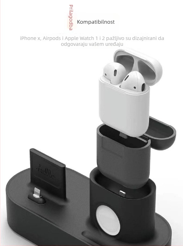 Apple stolni držač sa 3-u-1 punjačkom bazom od silikona, kompatibilan s iPhone, Apple Watch i AirPods