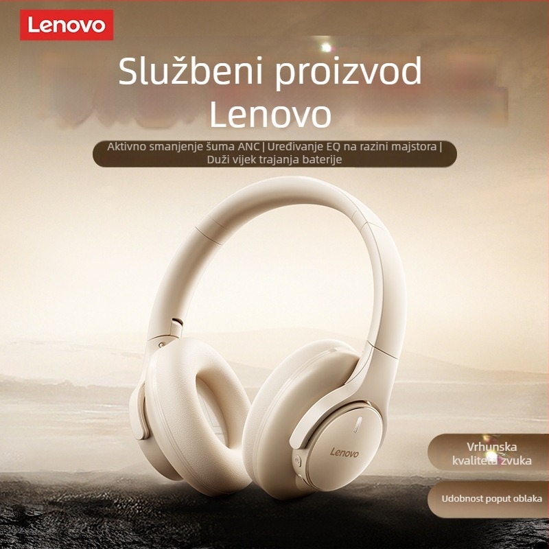 Lenovo bežični Bluetooth headset s ANC, doseg 10 m, trajanje baterije 8+ sati, za nošenje na glavi, Bluetooth 5.4, stereo