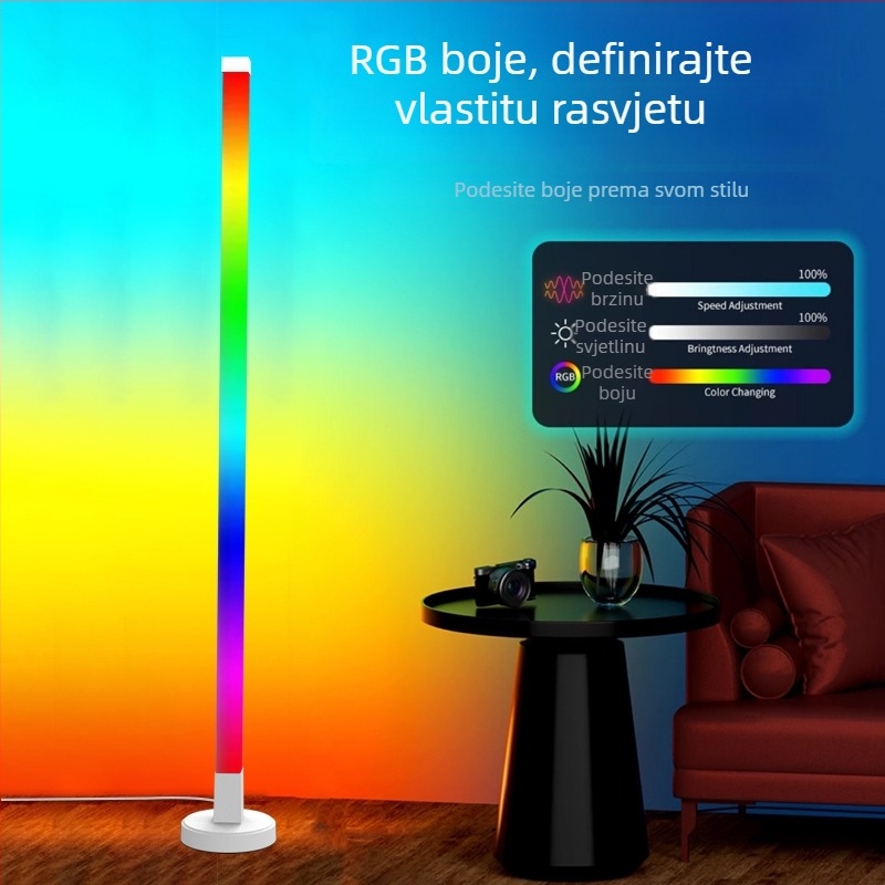 Guantuo LED podna lampa s PC sjenilom, plastično kućište, moderan minimalistički stil, napon ≤36V