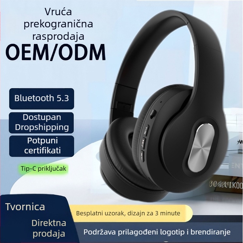 Aktivna redukcija buke over-ear slušalice s kožom od proteina, bežične Bluetooth, dugotrajna baterija, metalni teleskopni okvir