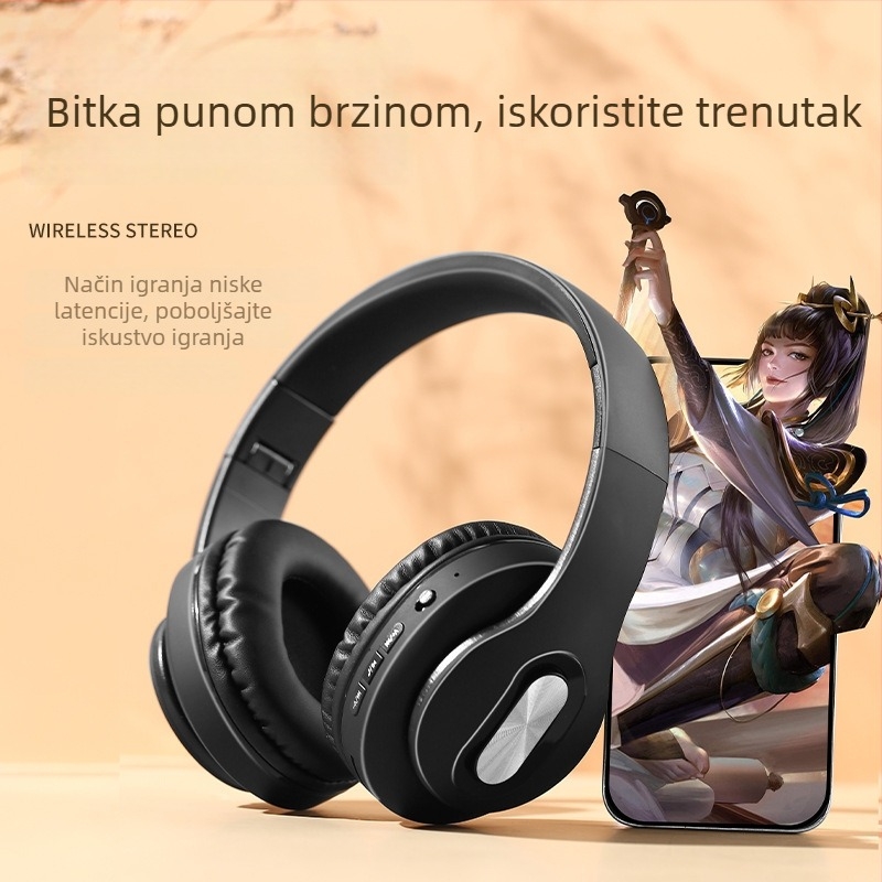 Aktivna redukcija buke over-ear slušalice s kožom od proteina, bežične Bluetooth, dugotrajna baterija, metalni teleskopni okvir