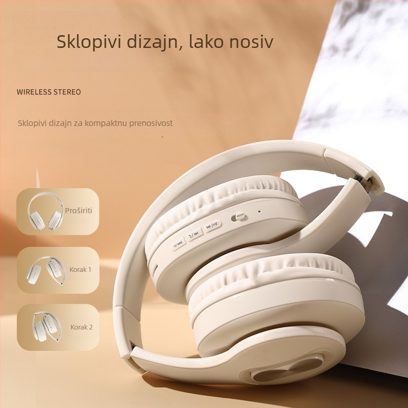 Aktivna redukcija buke over-ear slušalice s kožom od proteina, bežične Bluetooth, dugotrajna baterija, metalni teleskopni okvir