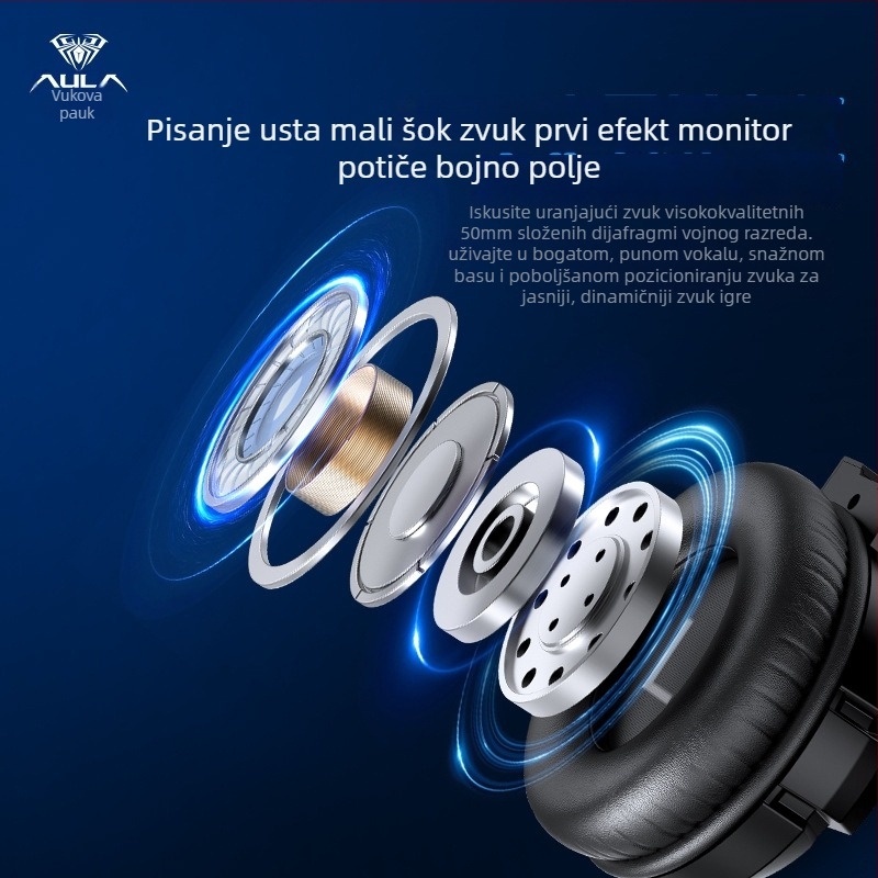 Tarantula S602 žične USB gaming slušalice, 50 mm driveri, 7.1 surround zvuk, 20–2000 Hz, 40 Ω