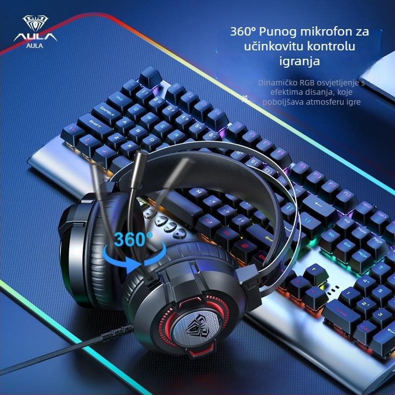 Tarantula S602 žične USB gaming slušalice, 50 mm driveri, 7.1 surround zvuk, 20–2000 Hz, 40 Ω