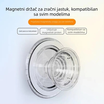 Snap-on nosač za telefon s magnetskim usisavanjem; materijal ABS + magnet + prozirno ljepilo; pogodan za uredski rad, livestream i učenje.
