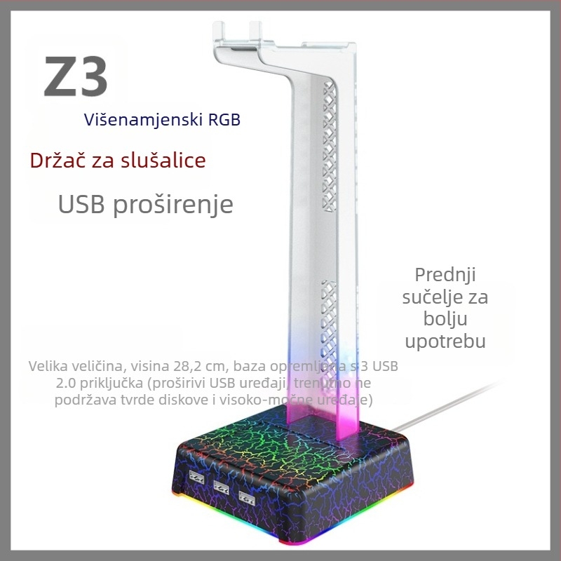 Stalak za slušalice XStereo – svijetleći nosač s RGB atmosfernim svjetlom, odvojiv, aluminijska legura