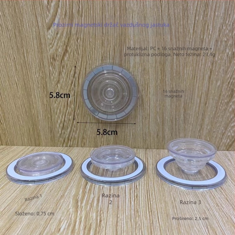 MagSafe magnetski držač za mobitel s airbagom, uklonjiv, izvučiv, proziran, PC materijal