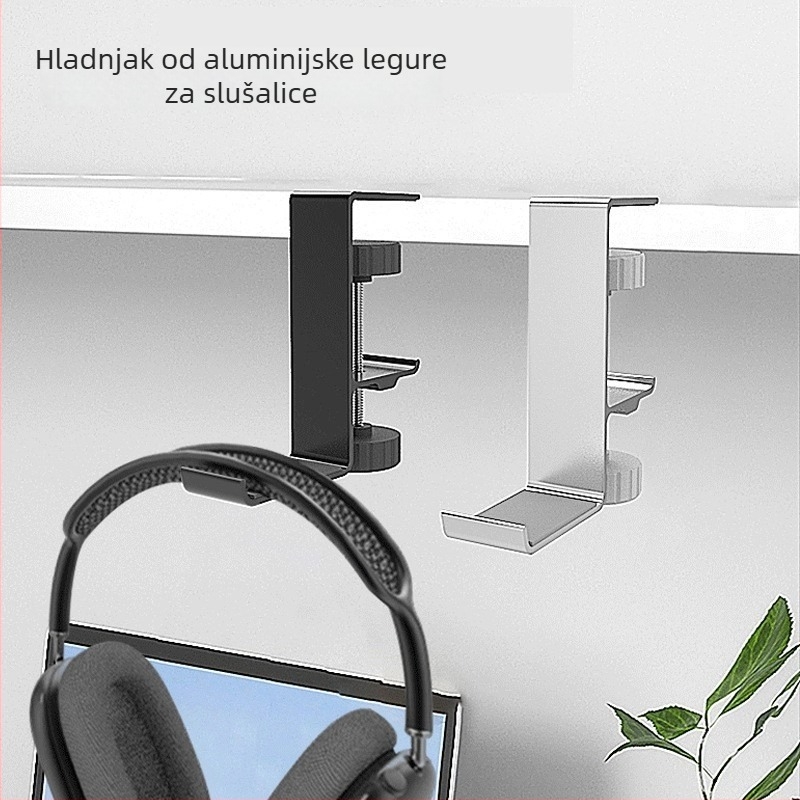 Stalak za slušalice za stolno površinu od aluminijske legure i silikona, model Z20/Z21, kompatibilan sa slušalicama, skladištenje (Tip: stolni nosač; Materijal: aluminijska legura + silikon; Model: Z20/Z21; Kompatibilnost: slušalice; Funkcija: skladištenje