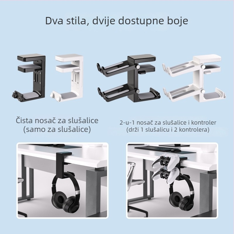 Adapter za slušalice Zy89 – Višestruki zidni nosač ispod stola za slušalice i igre konzola, Libor, podrijetlo Dongguan, na skladištu, uključuje nosač i kutiju