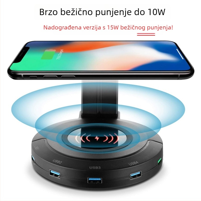 Držač slušalica s USB bežičnim punjenjem i RGB rasvjetom, univerzalna kompatibilnost, model CHZ001