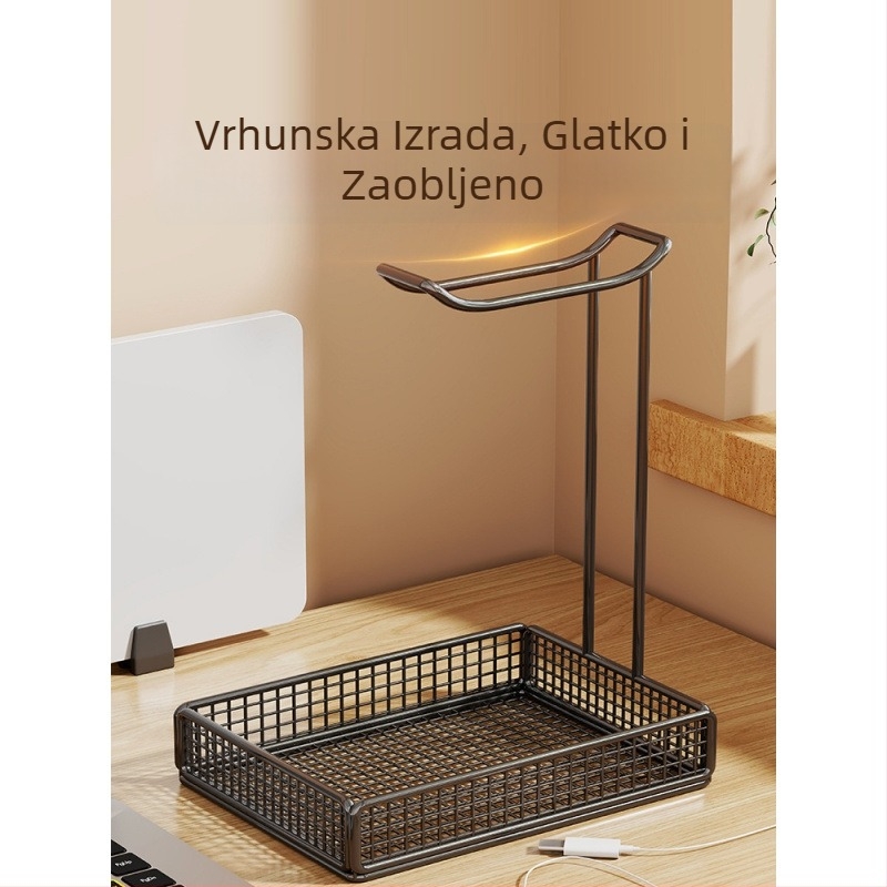 Stalak za slušalice za stolno igranje, metalna polica za pohranu, 6 razina, Bluetooth kompatibilan