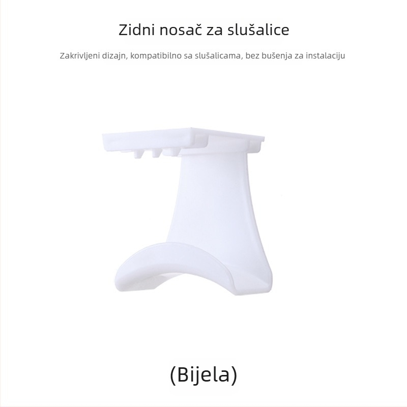 Zidni držač za slušalice s jednim kukom, moderni dizajn, ABS materijal, nosivost 3 kg