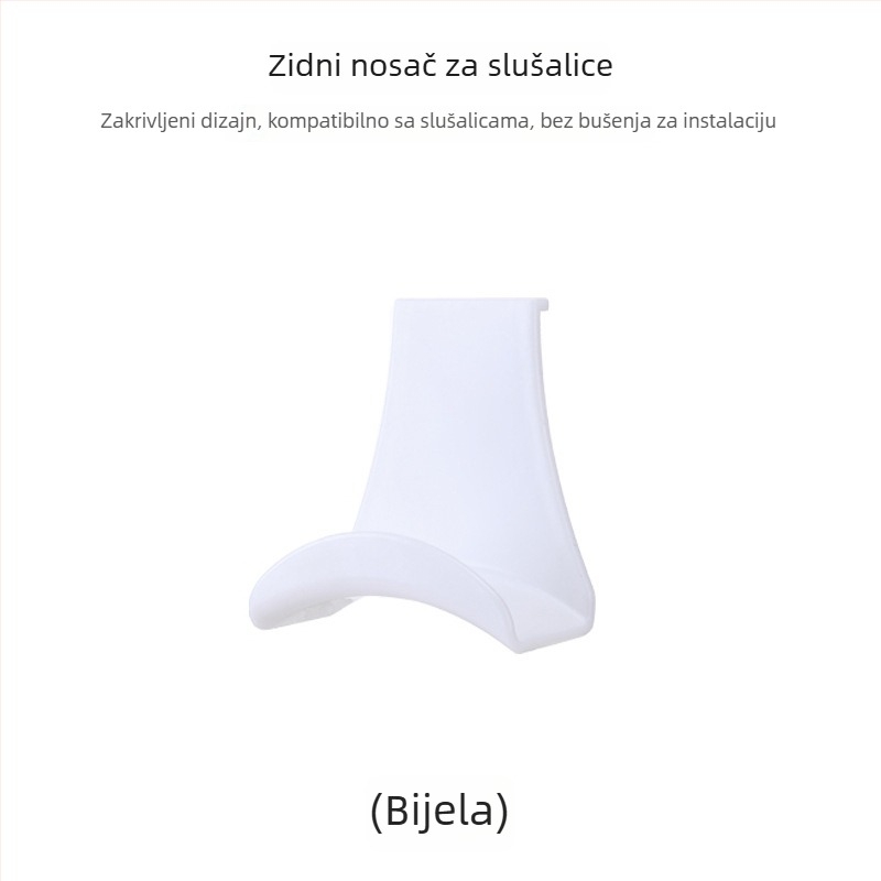 Zidni držač za slušalice s jednim kukom, moderni dizajn, ABS materijal, nosivost 3 kg