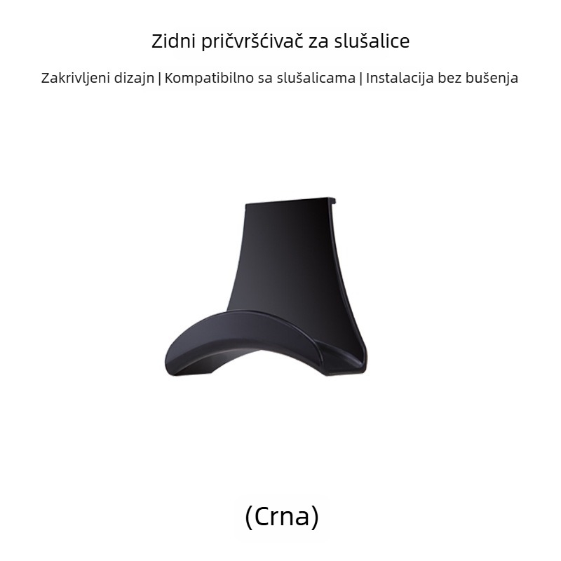Zidni držač za slušalice s jednim kukom, moderni dizajn, ABS materijal, nosivost 3 kg