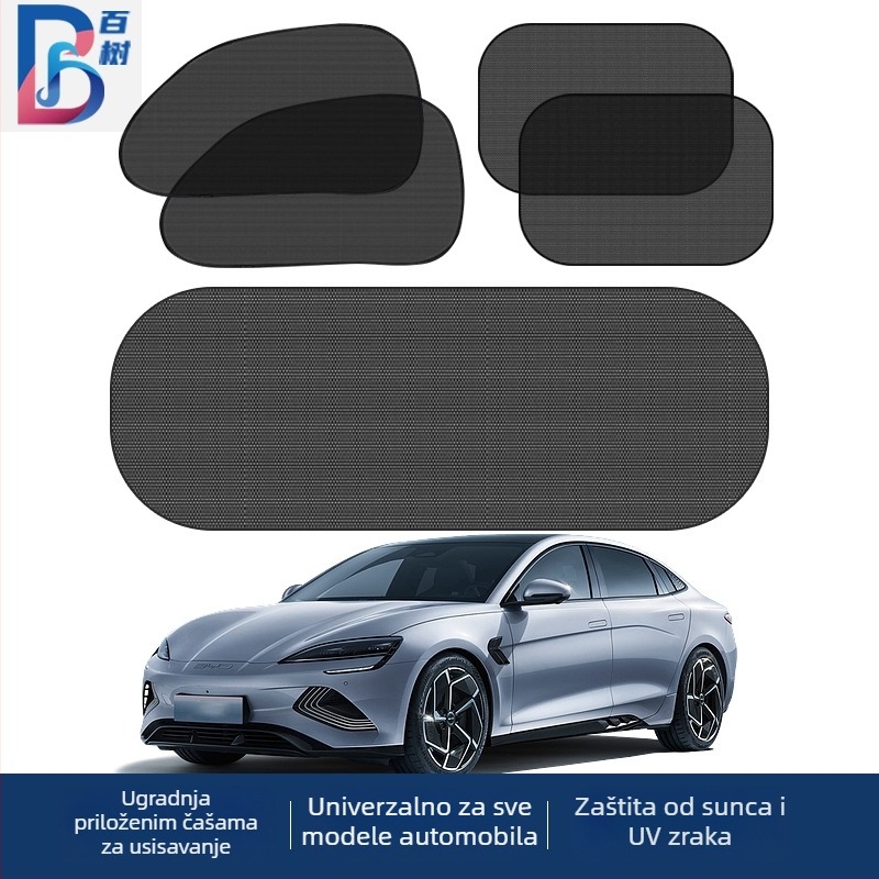 Komplet auto sjenila: materijal pređa, montaža pomoću vakuških čašica, pogodno za prednje vjetrobransko staklo i bočne prozore, težina 185 g, mogućnost tiskanja logotipa