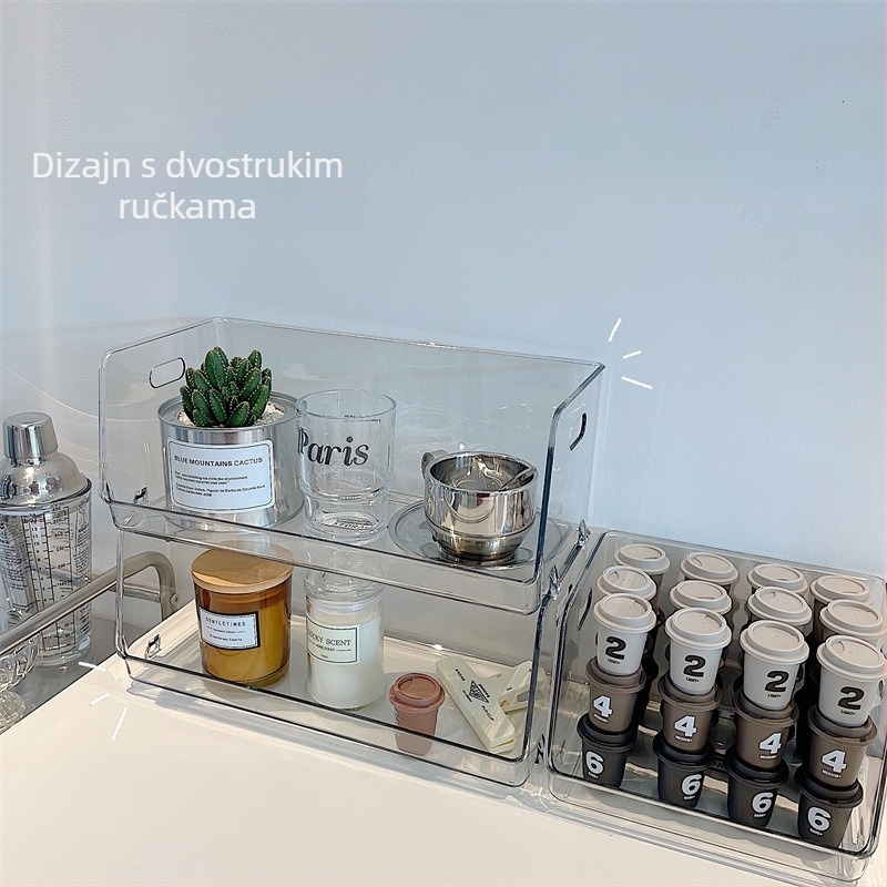 Stolna kutija za kozmetiku s pretincima, PET plast, 18L kapacitet, model TH-211020, tisk logotipa i prilagodba