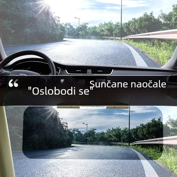 Unutarnje automobilne sunčane vizir naočale s PC polariziranim lećama, pričvršćivanje vakuumskim čašicama, težina 360 g, prilagodljiva obrada