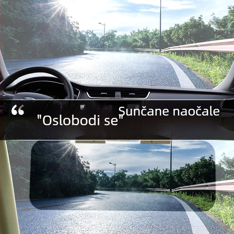 Unutarnje automobilne sunčane vizir naočale s PC polariziranim lećama, pričvršćivanje vakuumskim čašicama, težina 360 g, prilagodljiva obrada