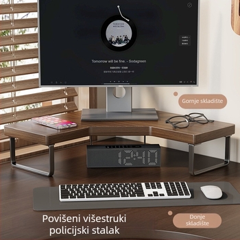 Stolni držač za računalo s prostorom za monitor i tipkovnicu — materijal: drvo i željezo, brend Qin qi, univerzalna kompatibilnost, model 2219077838045971712, stil: stolni