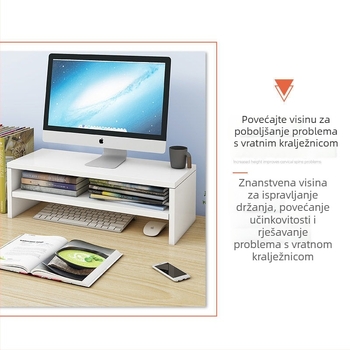 Stolni stalak za monitor i organizator tipkovnice — jednostavan moderni stalak s pretincom za šminku, jedna razina, bez montaže, lansiran 2023