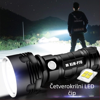 LED svjetiljka visoke svjetline s dugim dometom – 5500mAh, 10W, aluminijska legura, 26650 baterija, domet preko 500 m