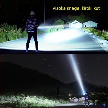 LED svjetiljka visoke svjetline s dugim dometom – 5500mAh, 10W, aluminijska legura, 26650 baterija, domet preko 500 m