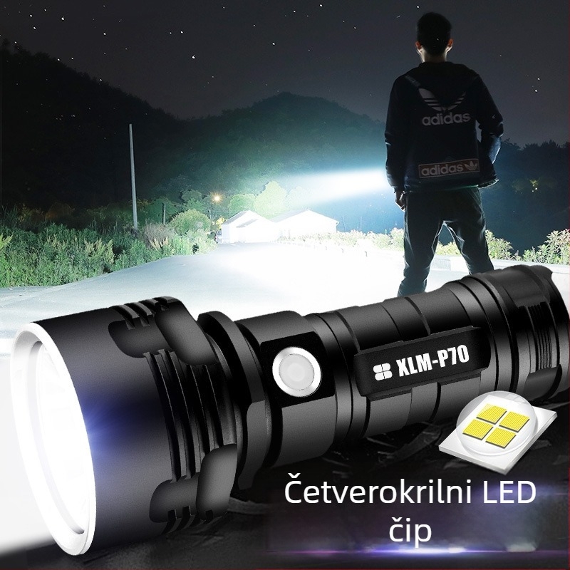LED svjetiljka visoke svjetline s dugim dometom – 5500mAh, 10W, aluminijska legura, 26650 baterija, domet preko 500 m