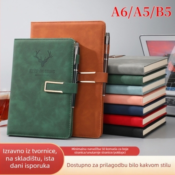 Bilježnica s lažnom kožom i U kopčom, Dowling papir 80 g, 200–300 stranica