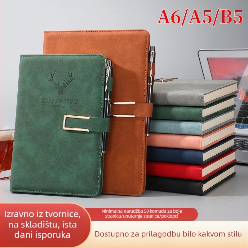 Bilježnica s lažnom kožom i U kopčom, Dowling papir 80 g, 200–300 stranica