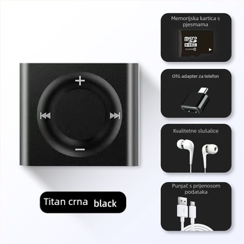 Mini prijenosni MP3 player za učenike - MP3 reprodukcija, vježbe engleskog slušanja, bez utora za proširenu karticu