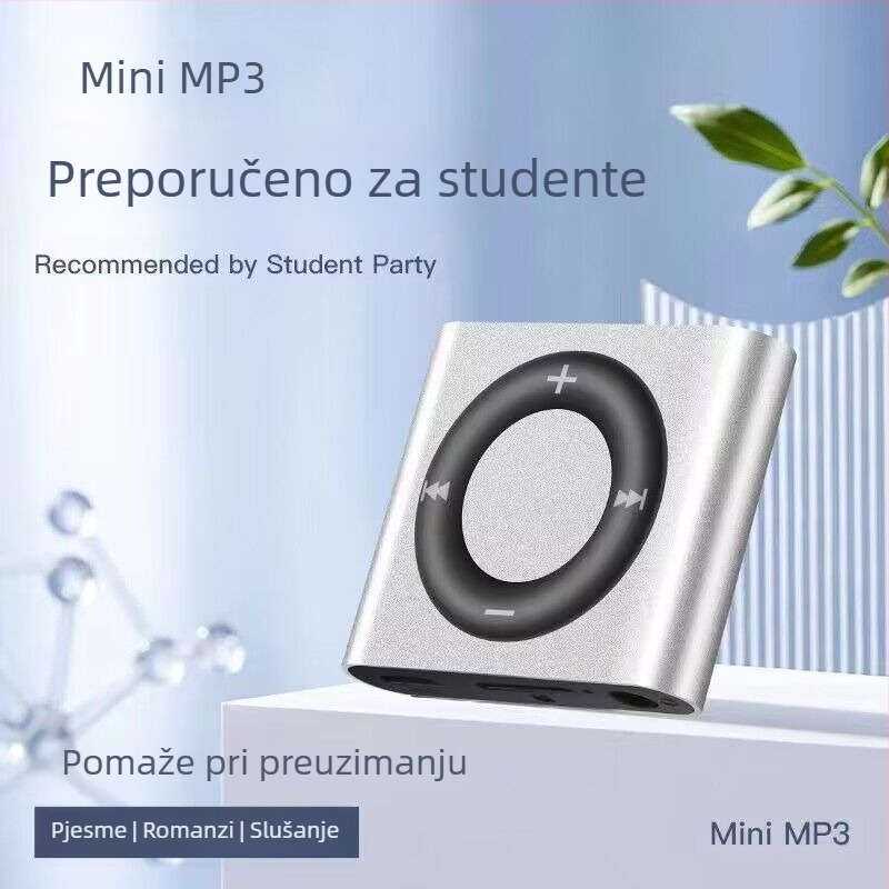 Mini prijenosni MP3 player za učenike - MP3 reprodukcija, vježbe engleskog slušanja, bez utora za proširenu karticu