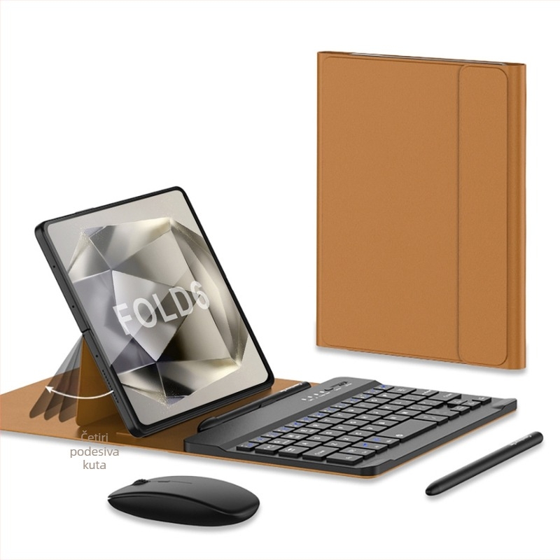 GKK PU kožna futrola za bežični tipkovnicu za Samsung Fold5/Fold6 – sklopivi držač, Bluetooth tipkovnica, zaštita od padova, injekcijsko oblikovanje