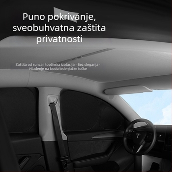 Privatni sunshade za bočne prozore Tesle Model Y i Model 3 — Oxford platno, snap-in montaža, mogućnost tiskanja logotipa