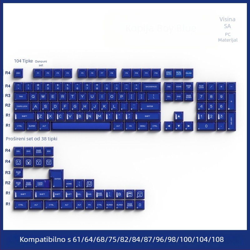 Keycaps za mehaničku tipkovnicu, PbTs materijal, univerzalna kompatibilnost, privatna marka, težina 420 g