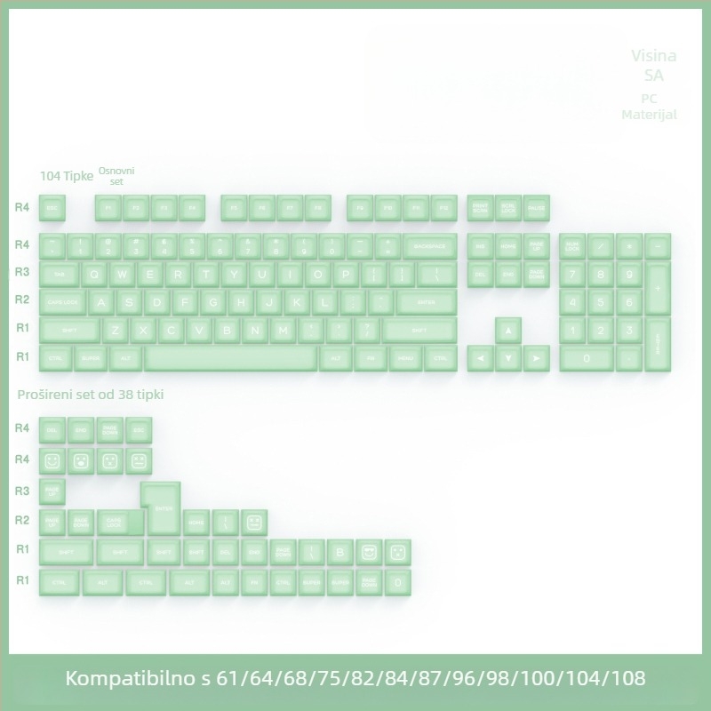 Keycaps za mehaničku tipkovnicu, PbTs materijal, univerzalna kompatibilnost, privatna marka, težina 420 g