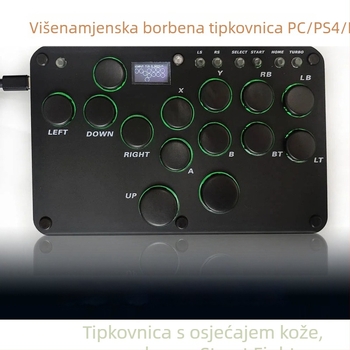 Hitbox gaming tipkovnica sa 16 tipki, žično USB povezivanje, mehanički prekidači crvene osi, RGB pozadinsko osvjetljenje, univerzalna kompatibilnost PS5/PS4/Switch/PC/Android