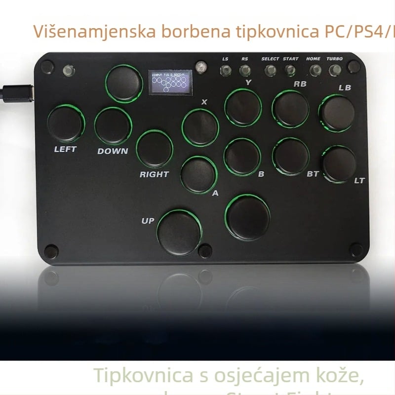 Hitbox gaming tipkovnica sa 16 tipki, žično USB povezivanje, mehanički prekidači crvene osi, RGB pozadinsko osvjetljenje, univerzalna kompatibilnost PS5/PS4/Switch/PC/Android