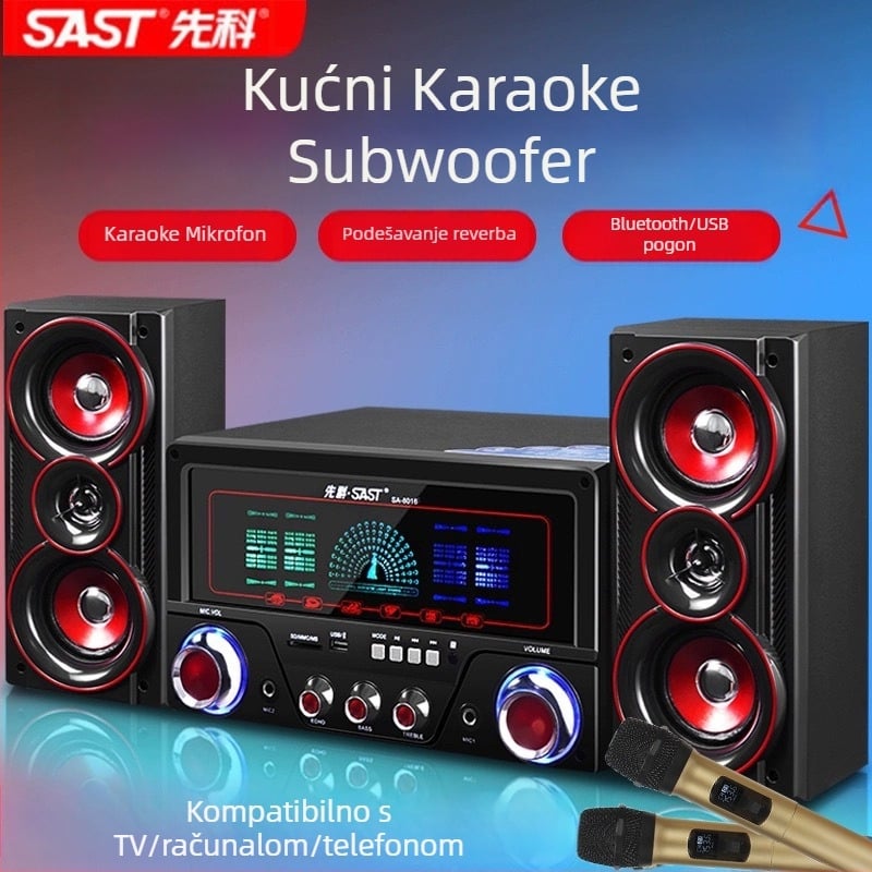 Xianke 8016 2.1-kanalni drveni stolni zvučnički sustav s USB MP3 reproduciranjem, maksimalna snaga 60W