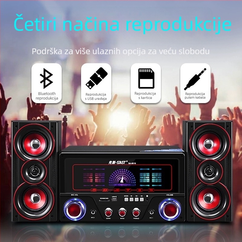 Xianke 8016 2.1-kanalni drveni stolni zvučnički sustav s USB MP3 reproduciranjem, maksimalna snaga 60W